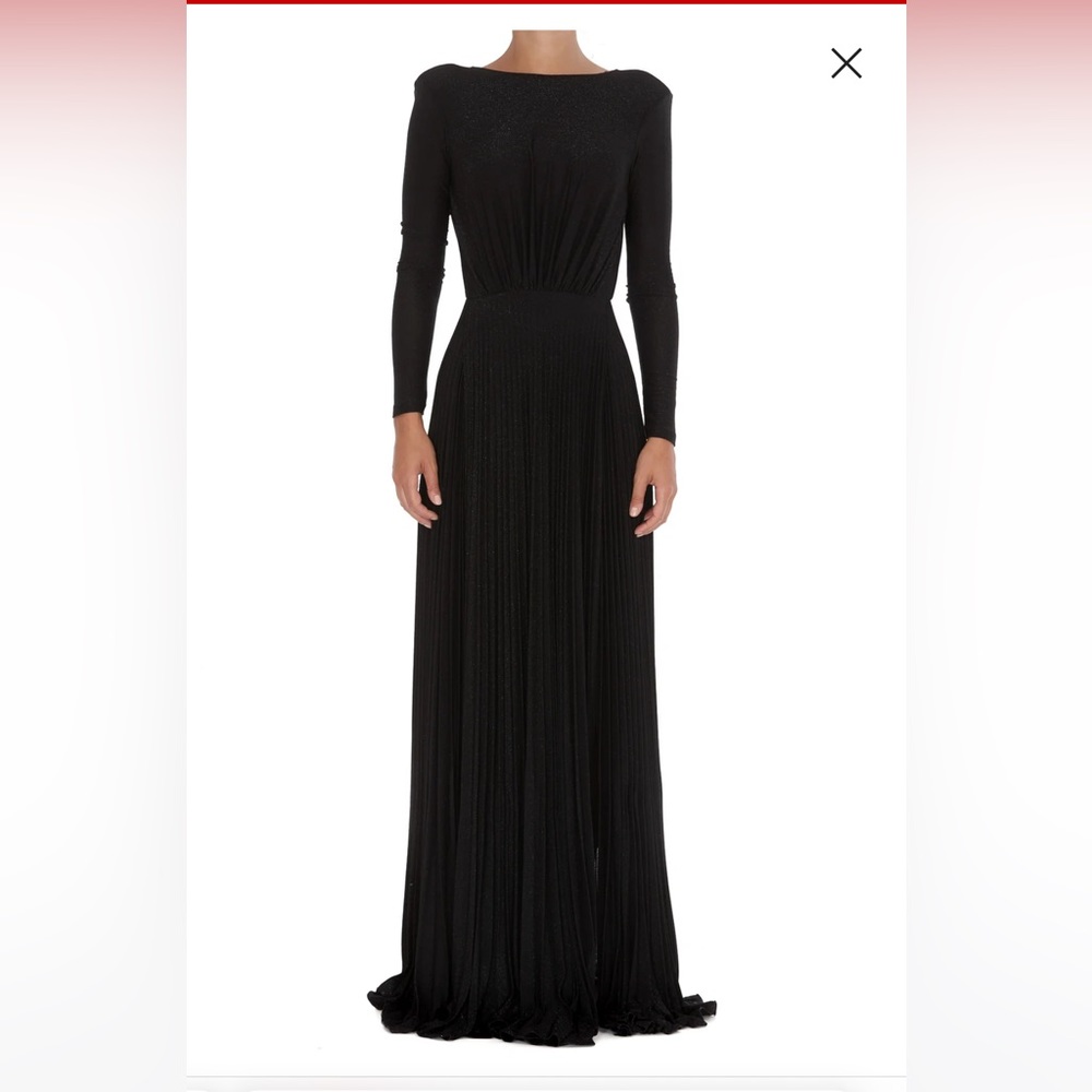 Elisabetta Franchi Open Back Pleated Maxi Dress Size 42IT/SM US